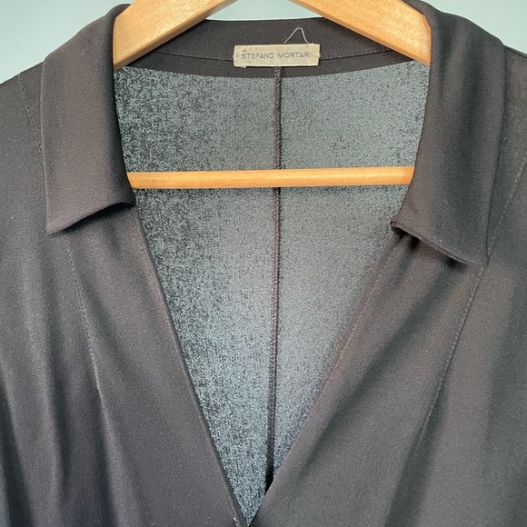 Semi-sheer long sleeve black jersey cardigan - Picture 5 of 6